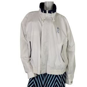 Hartwell ViaSport WMS XL Jacket Windbreaker 90s Oversized Golf White Navy Blue